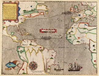 Route von Drakes Reise über den Atlantik, 1586